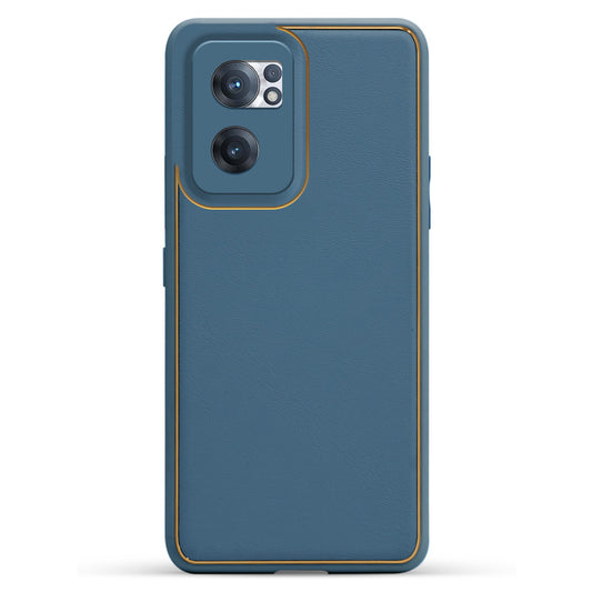 Electroplated Frame Leather Back Cover for OnePlus Nord CE 2 5G