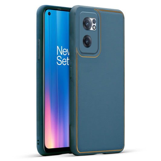 Electroplated Frame Leather Back Cover for OnePlus Nord CE 2 5G