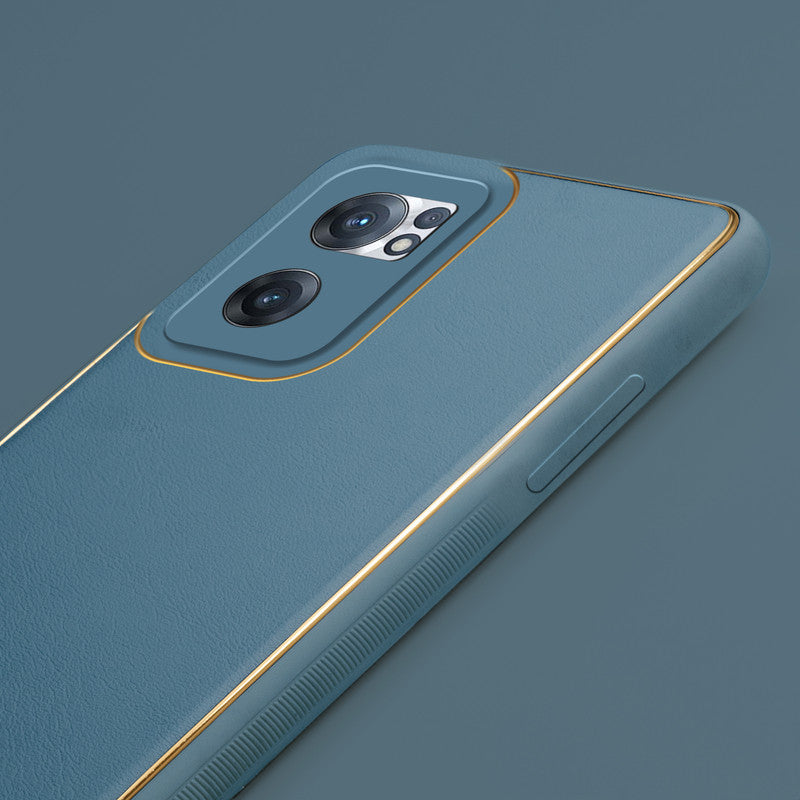 Electroplated Frame Leather Back Cover for OnePlus Nord CE 2 5G