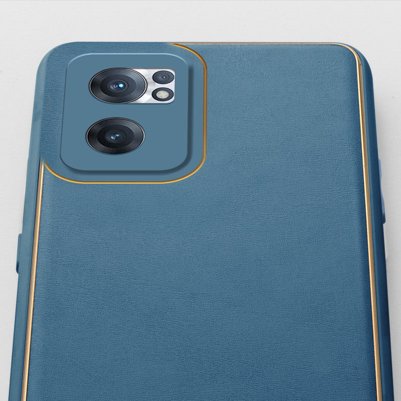 Electroplated Frame Leather Back Cover for OnePlus Nord CE 2 5G