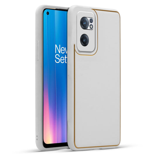 Electroplated Frame Leather Back Cover for OnePlus Nord CE 2 5G