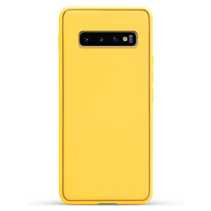 Electroplated Frame Leather Back Cover for Samsung S10 4G