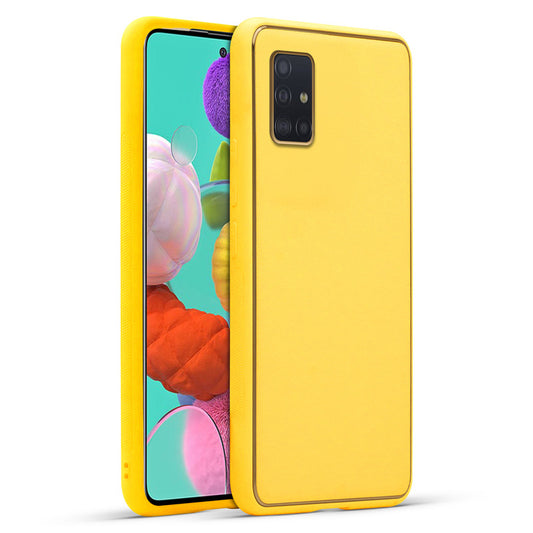 Electroplated Frame Leather Back Cover for Samsung A51