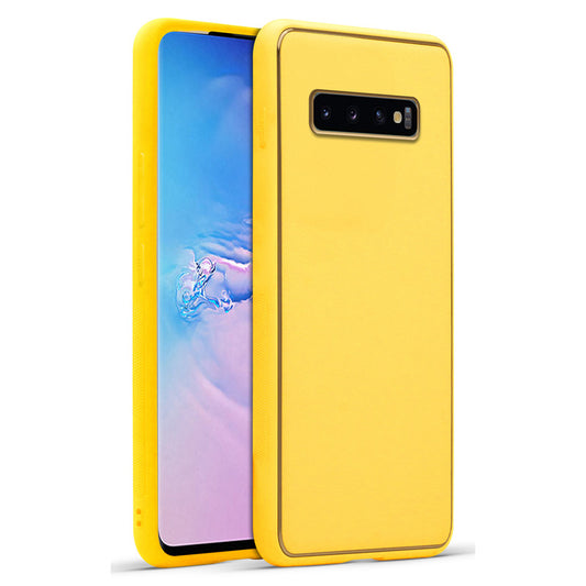 Electroplated Frame Leather Back Cover for Samsung S10 4G