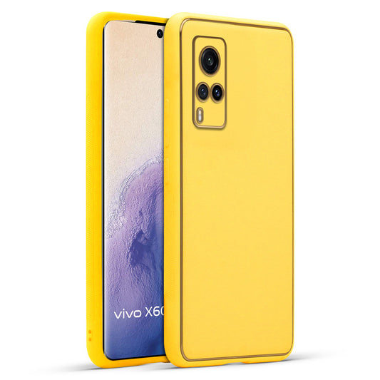 Electroplated Frame Leather Back Cover for Vivo X60 Pro