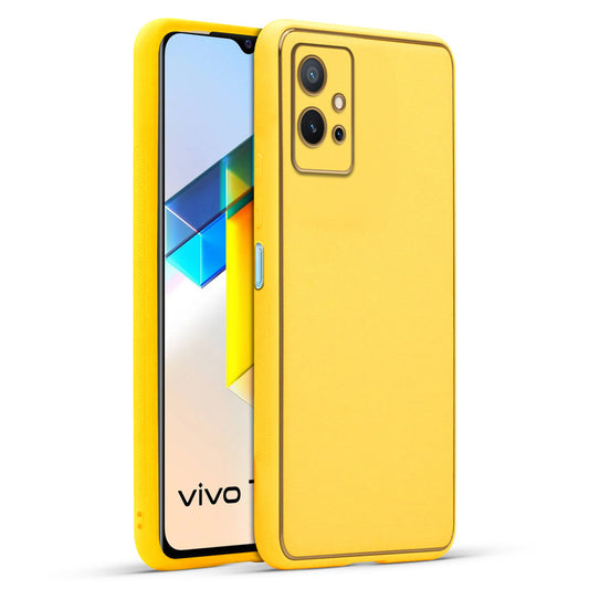 Electroplated Frame Leather Back Cover for Vivo T1 5G